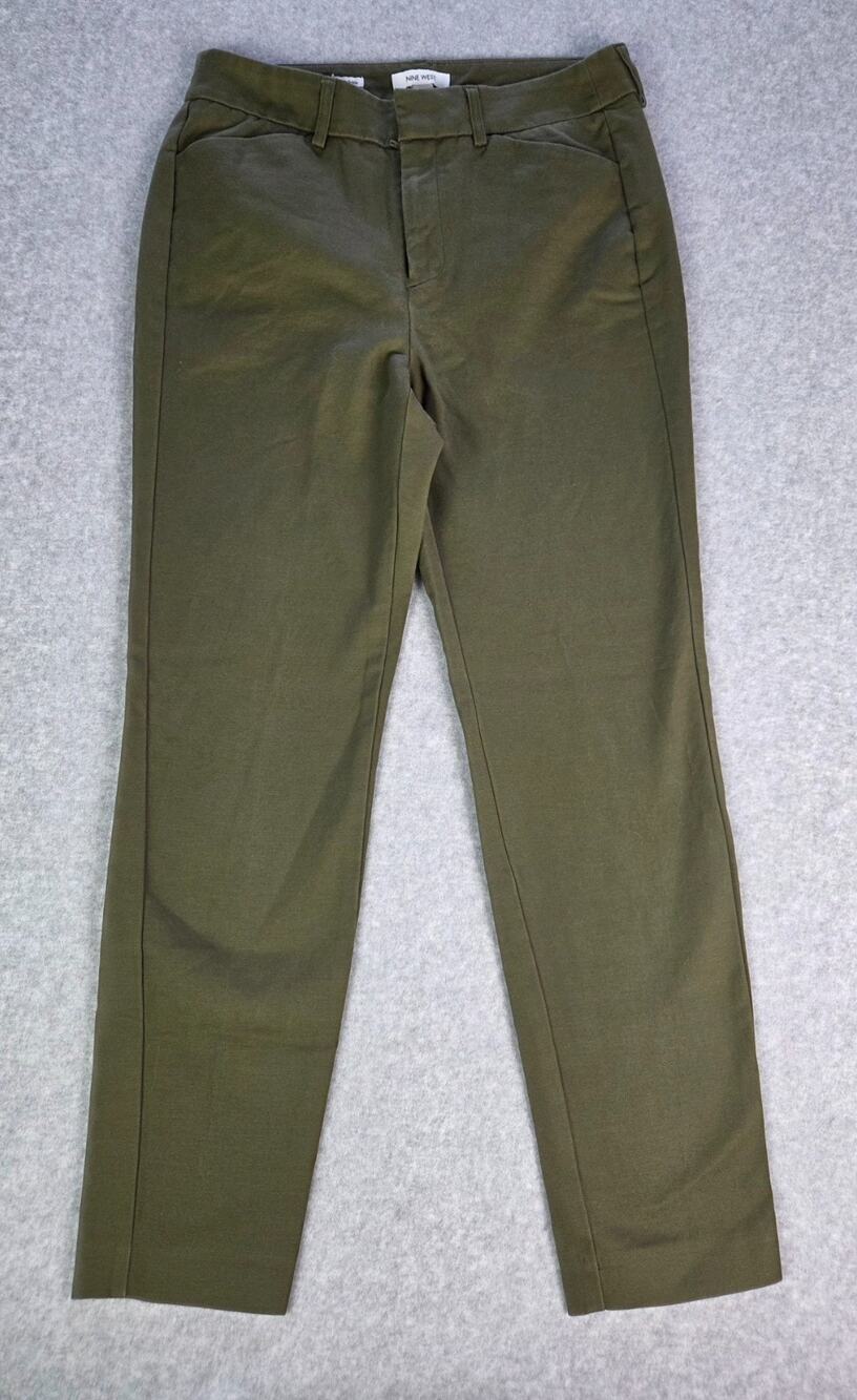 Nine West Slim Ankle Pants Olive Green Women's Size 6 Tapered Slim Fit